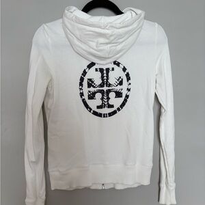 Tory Burch White Zip-Up With Logo